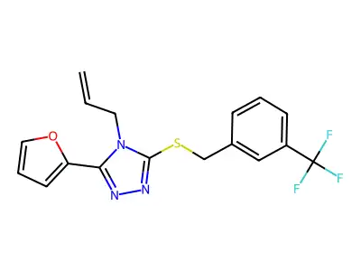 3-(furan-2-yl)-4-(prop-2-en-1-yl)-5-{[3-(trifluoromethyl)benzyl]sulfanyl}-4H-1,2,4-triazole structure