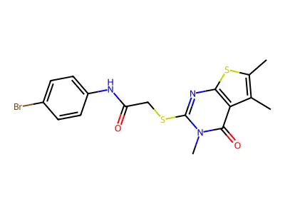N-(4-bromophenyl)-2-[(3,5,6-trimethyl-4-oxo-3,4-dihydrothieno[2,3-d]pyrimidin-2-yl)sulfanyl]acetamide structure