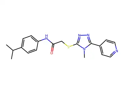 2-{[4-methyl-5-(pyridin-4-yl)-4H-1,2,4-triazol-3-yl]sulfanyl}-N-[4-(propan-2-yl)phenyl]acetamide structure