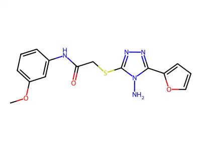 2-((4-amino-5-(furan-2-yl)-4H-1,2,4-triazol-3-yl)thio)-N-(3-methoxyphenyl)acetamide structure