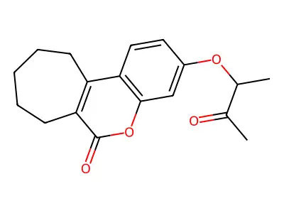 3-(1-methyl-2-oxopropoxy)-8,9,10,11-tetrahydrocyclohepta[c]chromen-6(7H)-one structure