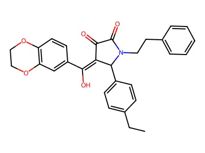 4-(2,3-dihydro-1,4-benzodioxine-6-carbonyl)-5-(4-ethylphenyl)-3-hydroxy-1-(2-phenylethyl)-2,5-dihydro-1H-pyrrol-2-one structure