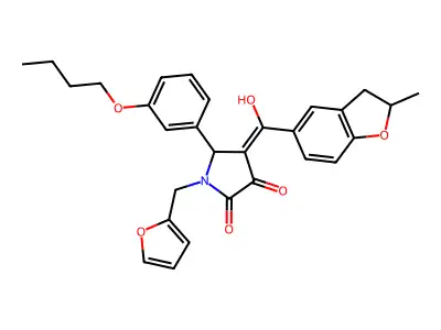 5-(3-butoxyphenyl)-1-(furan-2-ylmethyl)-4-[hydroxy-(2-methyl-2,3-dihydro-1-benzofuran-5-yl)methylidene]pyrrolidine-2,3-dione structure