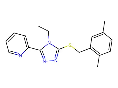 2-(5-((2,5-Dimethylbenzyl)thio)-4-ethyl-4H-1,2,4-triazol-3-YL)pyridine structure