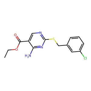 4-Amino-2-(3-chloro-benzylsulfanyl)-pyrimidine-5-carboxylic acid ethyl ester structure
