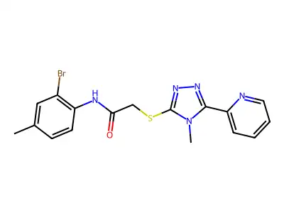 N-(2-bromo-4-methylphenyl)-2-{[4-methyl-5-(pyridin-2-yl)-4H-1,2,4-triazol-3-yl]sulfanyl}acetamide structure