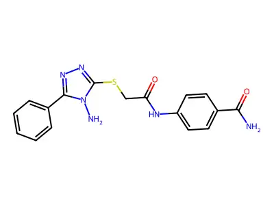 4-[2-(4-Amino-5-phenyl-1,2,4-triazol-3-ylthio)acetylamino]benzamide structure