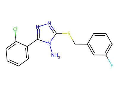 3-(2-Chlorophenyl)-5-[(3-fluorophenyl)methylthio]-1,2,4-triazole-4-ylamine structure