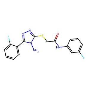 2-[4-amino-5-(2-fluorophenyl)(1,2,4-triazol-3-ylthio)]-N-(3-fluorophenyl)aceta mide structure