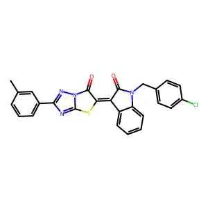 (3Z)-1-(4-chlorobenzyl)-3-[2-(3-methylphenyl)-6-oxo[1,3]thiazolo[3,2-b][1,2,4]triazol-5(6H)-ylidene]-1,3-dihydro-2H-indol-2-one structure