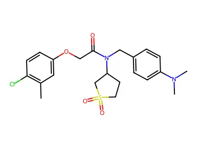 2-(4-chloro-3-methylphenoxy)-N-[4-(dimethylamino)benzyl]-N-(1,1-dioxidotetrahydrothiophen-3-yl)acetamide structure