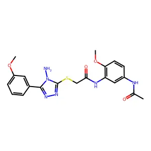 N-[5-(acetylamino)-2-methoxyphenyl]-2-{[4-amino-5-(3-methoxyphenyl)-4H-1,2,4-triazol-3-yl]sulfanyl}acetamide structure
