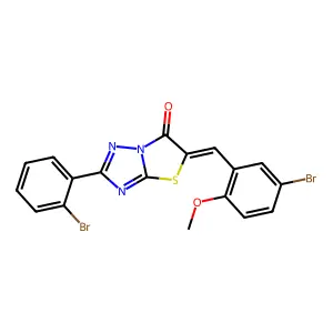 (5Z)-5-(5-bromo-2-methoxybenzylidene)-2-(2-bromophenyl)[1,3]thiazolo[3,2-b][1,2,4]triazol-6(5H)-one structure