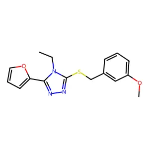 4-Ethyl-3-(2-furyl)-5-((3-methoxybenzyl)thio)-4H-1,2,4-triazole structure