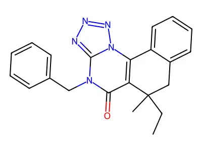 4-benzyl-6-ethyl-6-methyl-6,7-dihydrobenzo[h]tetrazolo[1,5-a]quinazolin-5(4H)-one structure