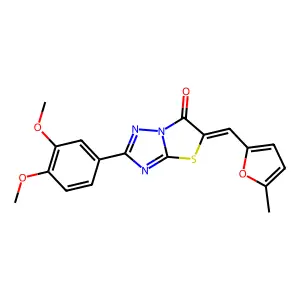 (5Z)-2-(3,4-dimethoxyphenyl)-5-[(5-methyl-2-furyl)methylene][1,3]thiazolo[3,2-b][1,2,4]triazol-6(5H)-one structure