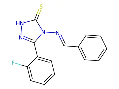 4-(benzylideneamino)-3-(2-fluorophenyl)-1H-1,2,4-triazole-5-thione structure