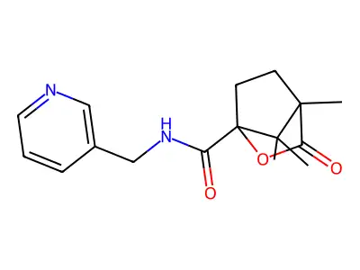 4,7,7-trimethyl-3-oxo-N-(3-pyridinylmethyl)-2-oxabicyclo[2.2.1]heptane-1-carboxamide structure