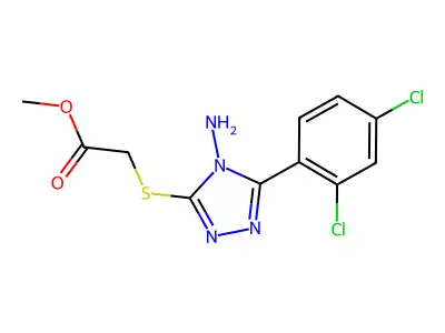 Methyl 2-[4-amino-5-(2,4-dichlorophenyl)-1,2,4-triazol-3-ylthio]acetate structure