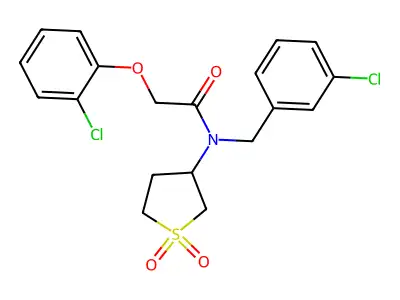 2-(2-chlorophenoxy)-N-[(3-chlorophenyl)methyl]-N-(1,1-dioxothiolan-3-yl)acetamide structure