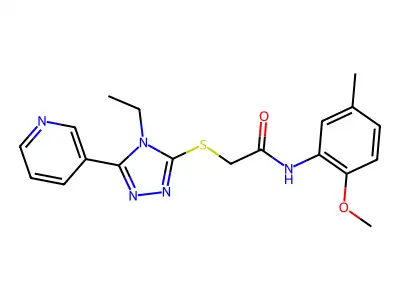 2-((4-ET-5-(3-Pyridinyl)-4H-1,2,4-triazol-3-YL)thio)-N-(2-meo-5-ME-PH)acetamide structure