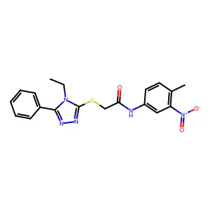 2-[(4-ethyl-5-phenyl-1,2,4-triazol-3-yl)sulfanyl]-N-(4-methyl-3-nitrophenyl)acetamide structure