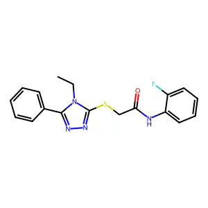 2-[(4-ethyl-5-phenyl-4H-1,2,4-triazol-3-yl)sulfanyl]-N-(2-fluorophenyl)acetamide structure