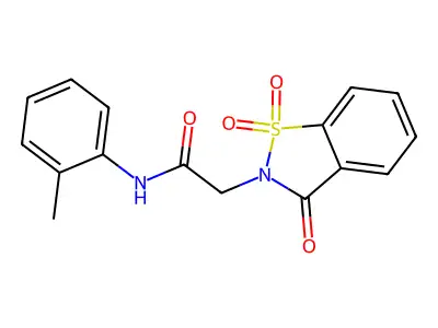 2-(1,1-dioxido-3-oxo-1,2-benzothiazol-2(3H)-yl)-N-(2-methylphenyl)acetamide structure