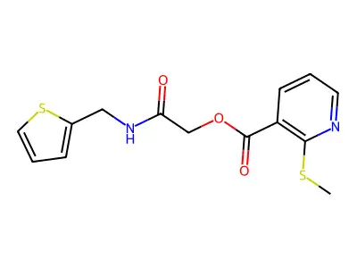 2-Oxo-2-((thiophen-2-ylmethyl)amino)ethyl 2-(methylthio)nicotinate structure