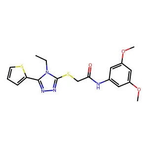 N-(3,5-dimethoxyphenyl)-2-{[4-ethyl-5-(2-thienyl)-4H-1,2,4-triazol-3-yl]sulfanyl}acetamide structure