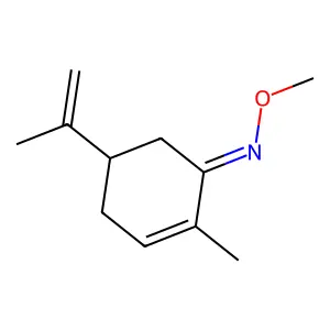 (+)-2-Methyl-5-(1-methylethenyl)-2-cyclohexen-1-one O-methyl oxime structure