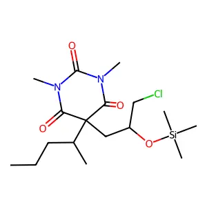 5-[3-chloro-2- propyl]-1,3-dimethyl-5-2,4,6 -pyrimidinetrione structure