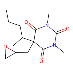 2,4,6(1H,3H,5H)-Pyrimidinetrione, 1,3-dimethyl-5-(1-methylbutyl)-5-(oxiranylmethyl)- structure
