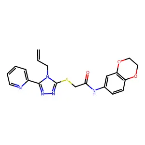 N-(2,3-dihydro-1,4-benzodioxin-6-yl)-2-{[4-(prop-2-en-1-yl)-5-(pyridin-2-yl)-4H-1,2,4-triazol-3-yl]sulfanyl}acetamide structure