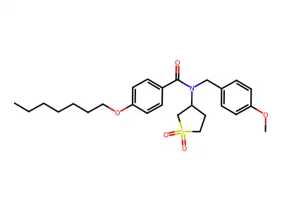 N-(1,1-dioxidotetrahydrothiophen-3-yl)-4-(heptyloxy)-N-(4-methoxybenzyl)benzamide structure