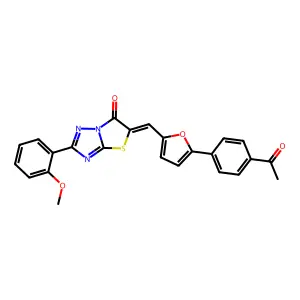 (5Z)-5-{[5-(4-acetylphenyl)furan-2-yl]methylidene}-2-(2-methoxyphenyl)[1,3]thiazolo[3,2-b][1,2,4]triazol-6(5H)-one structure