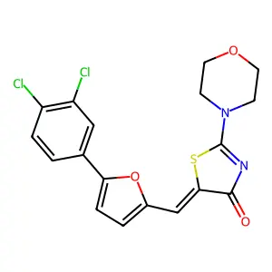(5E)-5-{[5-(3,4-dichlorophenyl)furan-2-yl]methylidene}-2-(morpholin-4-yl)-1,3-thiazol-4(5H)-one structure