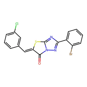 (5Z)-2-(2-bromophenyl)-5-(3-chlorobenzylidene)[1,3]thiazolo[3,2-b][1,2,4]triazol-6(5H)-one structure