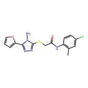 2-{[4-amino-5-(furan-2-yl)-4H-1,2,4-triazol-3-yl]sulfanyl}-N-(4-chloro-2-methylphenyl)acetamide structure