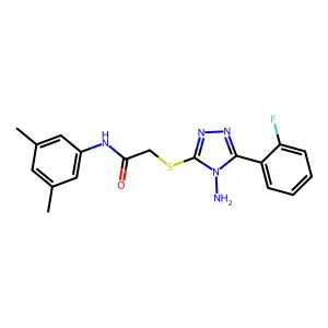2-[4-amino-5-(2-fluorophenyl)(1,2,4-triazol-3-ylthio)]-N-(3,5-dimethylphenyl)a cetamide structure