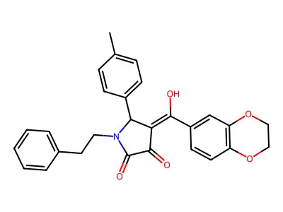 4-(2,3-dihydro-1,4-benzodioxine-6-carbonyl)-3-hydroxy-5-(4-methylphenyl)-1-(2-phenylethyl)-2,5-dihydro-1H-pyrrol-2-one structure