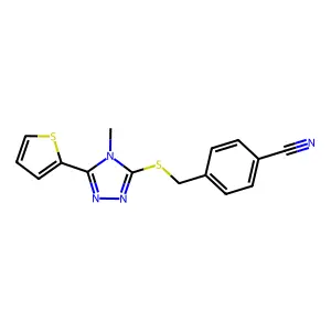 4-({[4-methyl-5-(thiophen-2-yl)-4H-1,2,4-triazol-3-yl]sulfanyl}methyl)benzonitrile structure