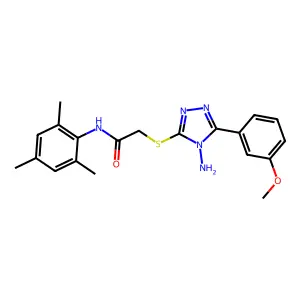 2-[4-amino-5-(3-methoxyphenyl)(1,2,4-triazol-3-ylthio)]-N-(2,4,6-trimethylphen yl)acetamide structure