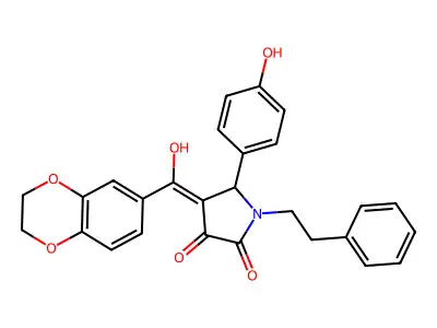 4-(2,3-dihydro-1,4-benzodioxine-6-carbonyl)-3-hydroxy-5-(4-hydroxyphenyl)-1-(2-phenylethyl)-2,5-dihydro-1H-pyrrol-2-one structure