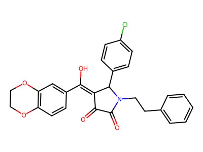 5-(4-chlorophenyl)-4-(2,3-dihydro-1,4-benzodioxine-6-carbonyl)-3-hydroxy-1-(2-phenylethyl)-2,5-dihydro-1H-pyrrol-2-one structure