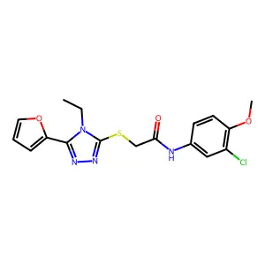 N-(3-chloro-4-methoxyphenyl)-2-{[4-ethyl-5-(furan-2-yl)-4H-1,2,4-triazol-3-yl]sulfanyl}acetamide structure
