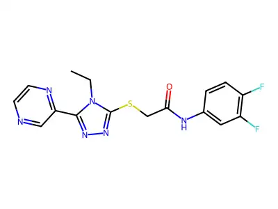N-(3,4-Difluorophenyl)-2-((4-ethyl-5-(pyrazin-2-yl)-4H-1,2,4-triazol-3-yl)thio)acetamide structure