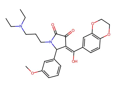 1-[3-(diethylamino)propyl]-4-(2,3-dihydro-1,4-benzodioxine-6-carbonyl)-3-hydroxy-5-(3-methoxyphenyl)-2,5-dihydro-1H-pyrrol-2-one structure
