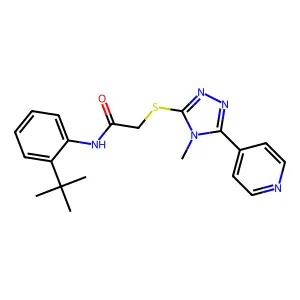 N-(2-tert-butylphenyl)-2-{[4-methyl-5-(pyridin-4-yl)-4H-1,2,4-triazol-3-yl]sulfanyl}acetamide structure