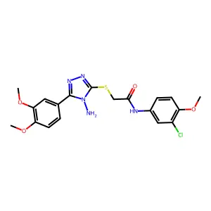2-[4-amino-5-(3,4-dimethoxyphenyl)(1,2,4-triazol-3-ylthio)]-N-(3-chloro-4-meth oxyphenyl)acetamide structure